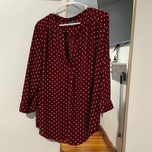 Size:xxl, color red and white nice blouse and good condition